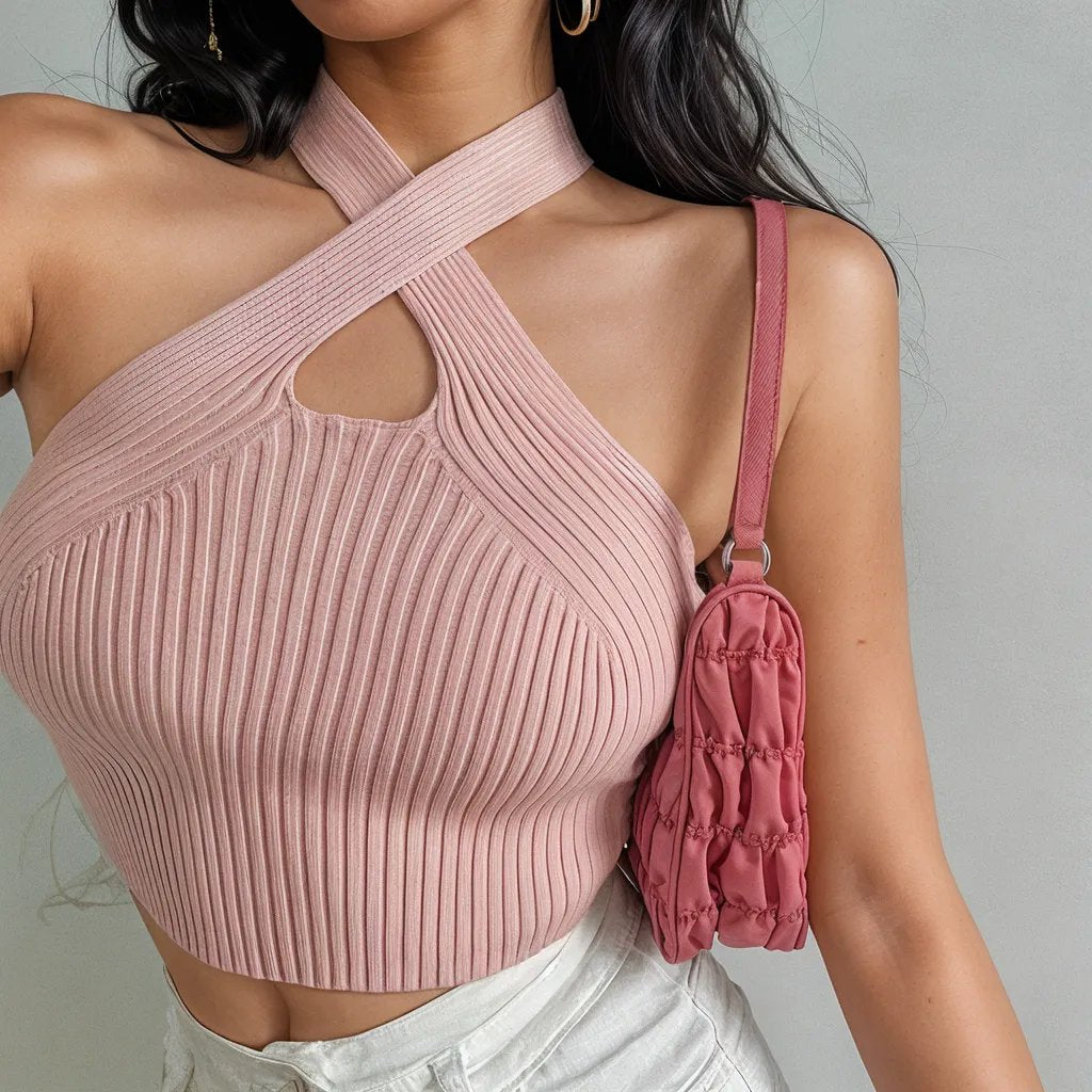 Chic Cross-Front Knitted Crop Top