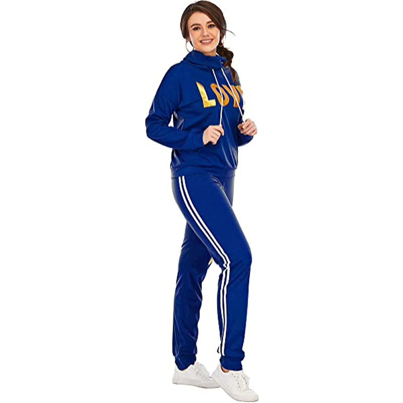 2 Piece Set Women Outfit LOVE Letter Print High Neck Hoodies Sweatshirt Pants Tracksuit 2022 Plus Size Streetwear Casual Suit